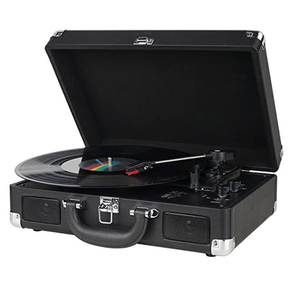 Vinyl Bluetooth Record Player, 3-Speed ,Suitcase with Speakers, RCA Out/AUX IN(black)