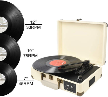 DIGITNOW Record Player, Turntable Suitcase with Multi-Function Bluetooth/FM Radio/USB and SD Card Port/Vinyl to MP3 Converter