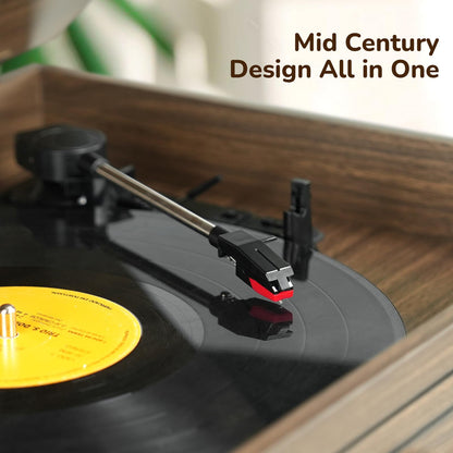 FEKTIK Bluetooth Record Player 10 in 1,FEKTIK 3-Speed Turntable for Vinyl with Speakers, LP to MP3 Converter, CD, Cassette Player, FM Radio, Wireless Streaming | Wooden