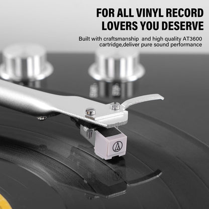 Vinyl Record Player Belt-Drive Turntable for Vinyl Records with Bluetooth Connectivity, USB Digital Output, Magnetic Cartridge & Adjustable Counterweight, AT-3600L, 33 or 45 RPM