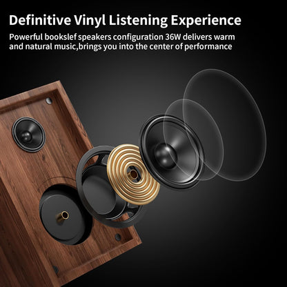 Bluetooth Turntable with Speaker, Compact Stereo System and Adjustable Counterweight, RCA Output