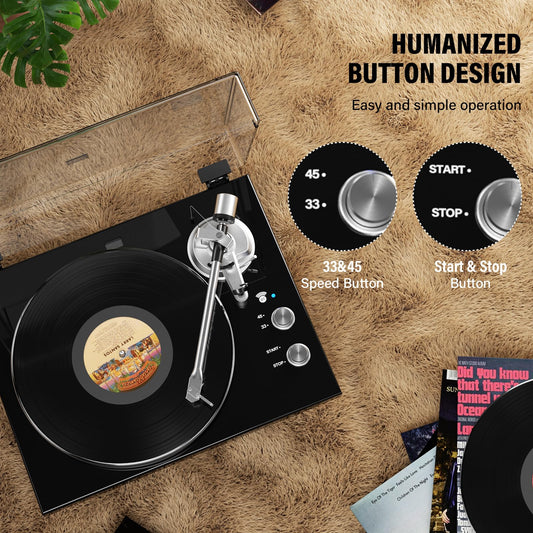 Vinyl Record Player Belt-Drive Turntable for Vinyl Records with Bluetooth Connectivity, USB Digital Output, Magnetic Cartridge & Adjustable Counterweight, AT-3600L, 33 or 45 RPM